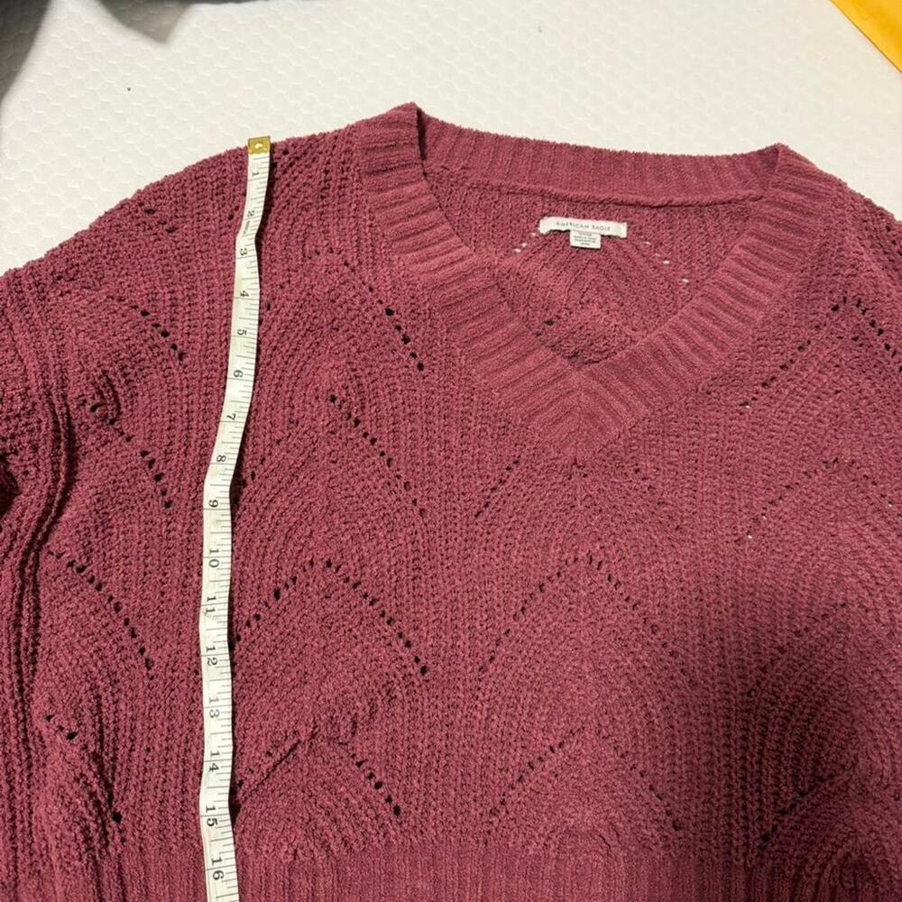 American Eagle burgundy sweater with chunky bubble sleeves size small - Picture 7 of 7